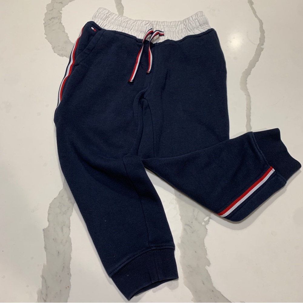 Tommy Hilfiger Navy Joggers with Red and White Accents Unisex Kids Size XS 4 - 5
